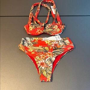Bananamoon Red Floral Bikini Set